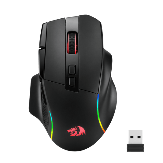 Redragon M925 PRO Wireless Gaming Mouse, 26,000 Max DPI Optical RGB Mice with 10 Programmable Buttons, Hyper-Fast Scroll, Software Supports DIY Keybinds & DPI, Black | show