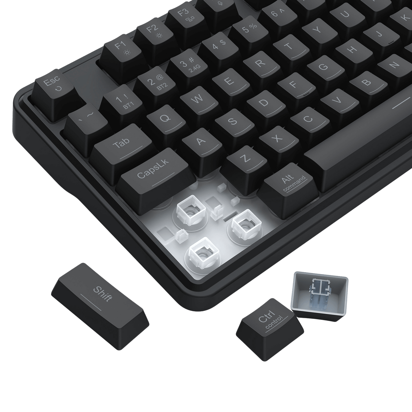 Redragon K526 PRO RGB Wireless Membrane Gaming Keyboard, 104 Keys Mechanical-Feel Keyboard w/LED Info Display, Media/Backlit Knob Control, Smooth Linear Switch & Software Supported