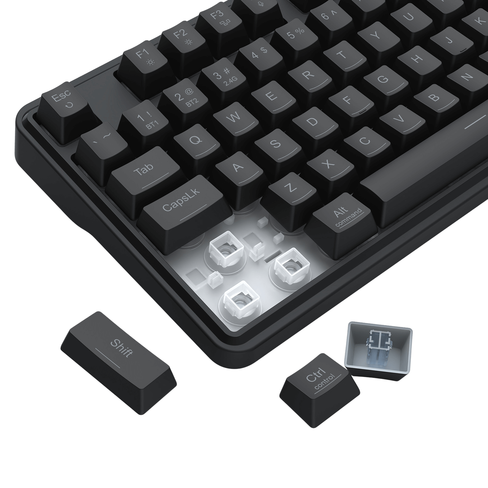 Redragon K526 PRO RGB Wireless Membrane Gaming Keyboard, 104 Keys Mechanical-Feel Keyboard w/LED Info Display, Media/Backlit Knob Control, Smooth Linear Switch & Software Supported