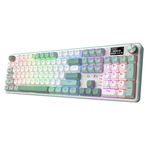 Redragon K761 Wireless Gasket Gaming Keyboard w/Hype Screen & Knob, 104 Keys Mechanical Keyboard, Easy-Control 1.14’’ TFT Info Display, 5-Layer Noise Dampening, Custom Linear Switch | show