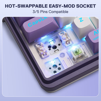 Redragon ANTONIUM K745 PRO 108 Keys Wireless Gasket Mechanical Keyboard, Purple