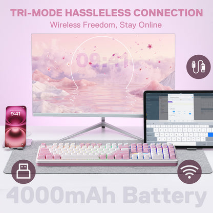 Redragon K745 PRO Wireless 108-Key Gasket RGB Gaming Keyboard, 0-Delay Tri-Mode