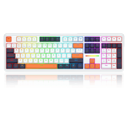 Redragon K745 Mechanical Keyboard,  QWERTY Layout, Full-Size Wired RGB Gaming Keyboard  White & Oran.Orange