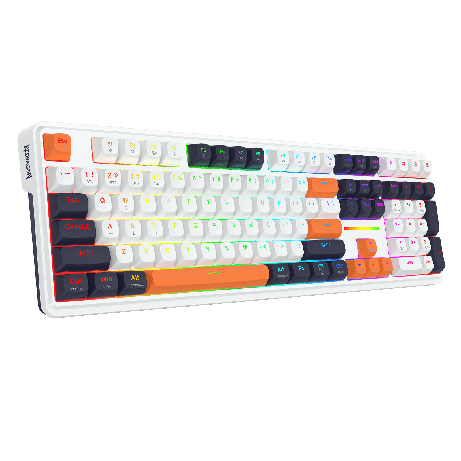 Redragon K745 Mechanical Gaming Keyboard – Adjustable Height, White & Orange