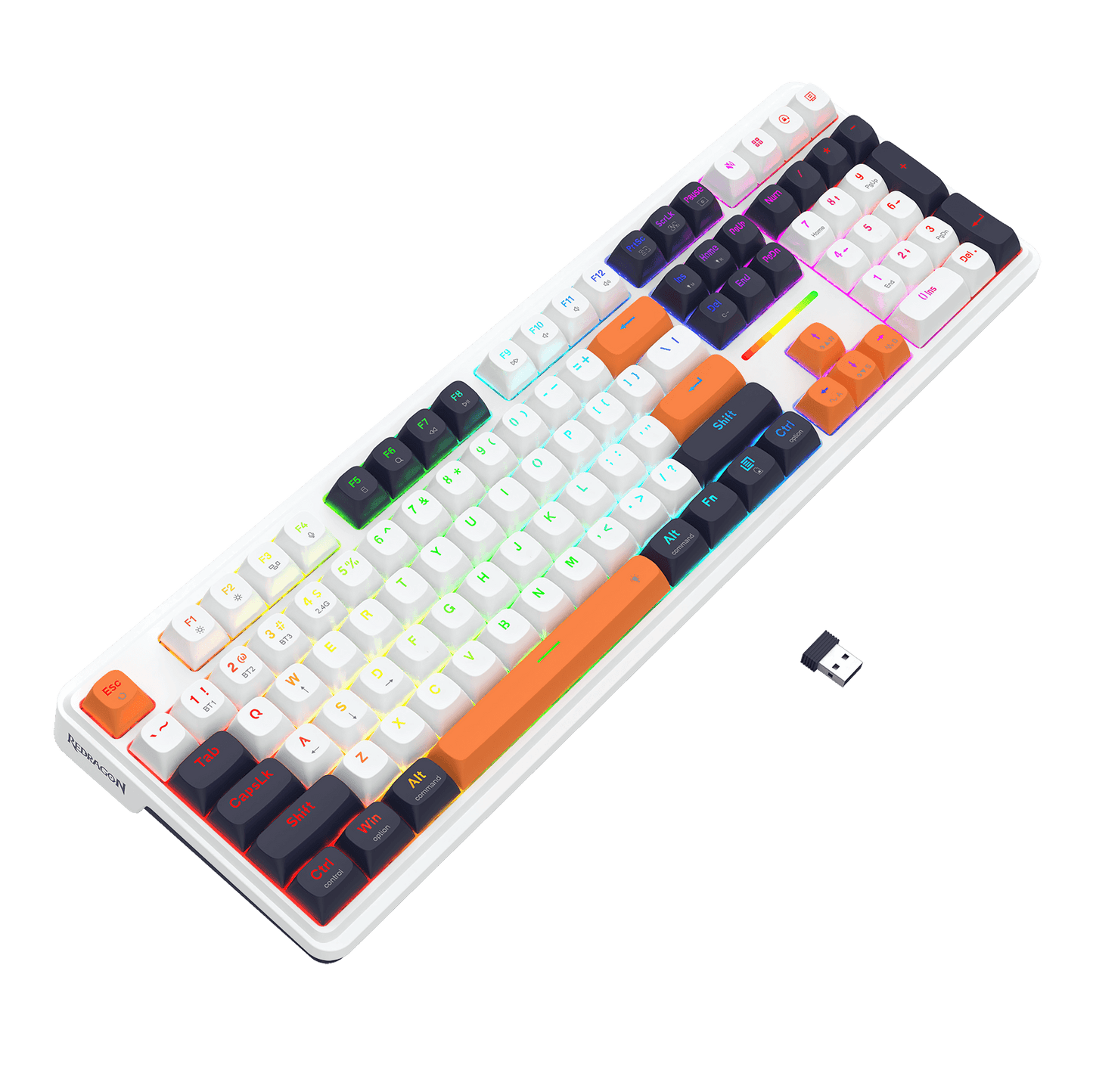 Redragon K745 Mechanical Gaming Keyboard –Custom Linear Switch, White & Orange