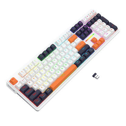 Redragon K745 Mechanical Gaming Keyboard –Custom Linear Switch, White & Orange