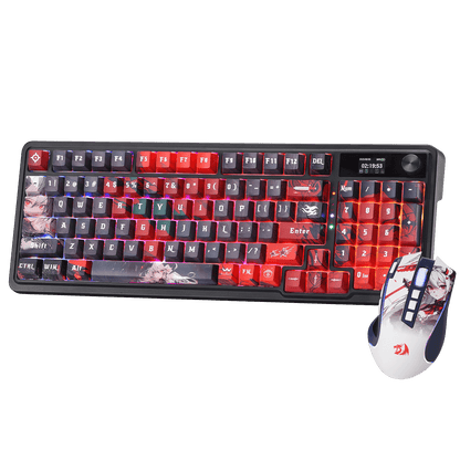 REDRAGON CB202AK Keyboard & Mouse, RGB, 2.4Ghz/BT/Wired, Dragon Chant Switches, Black