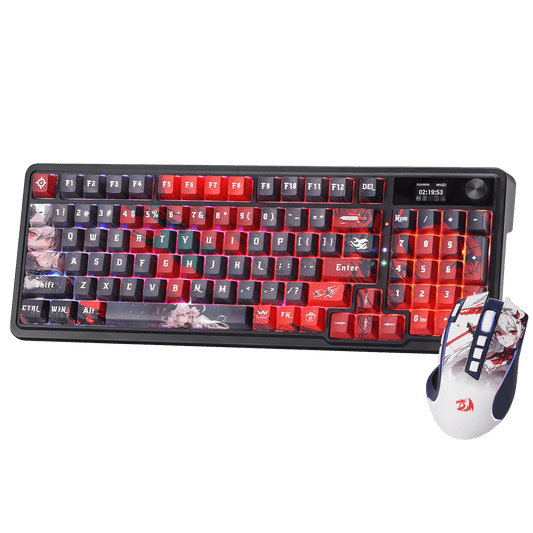 REDRAGON CB202AK Keyboard & Mouse, RGB, 2.4Ghz/BT/Wired, Dragon Chant Switches, Black