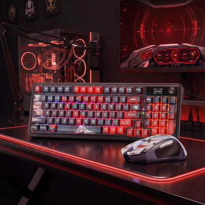 Redragon Anime Keyboard & Mouse Combo, K719 PRO KB + M612AK 8000 DPI Mice | Multi-Function Control Knob, LED Screen & Knob, 0-Delay Tri-Mode, 95 keys Creamy Cushioned Typing, 9 Button Macro Combos