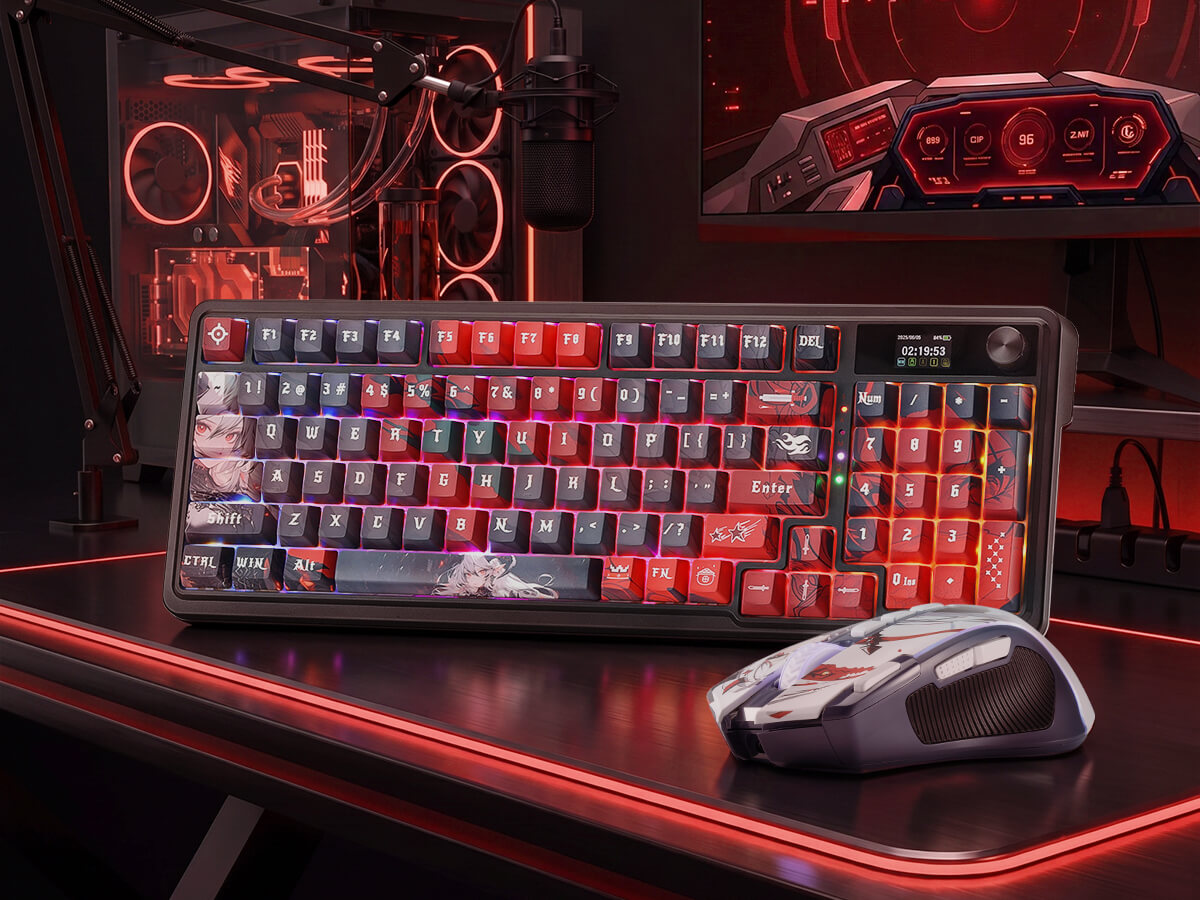 Redragon Anime Keyboard & Mouse Combo, K719 PRO KB + M612AK 8000 DPI Mice
Multi-Function Control Knob, LED Screen & Knob, 0-Delay Tri-Mode, 95 keys Creamy Cushioned Typing, 9 Button Macro Combos