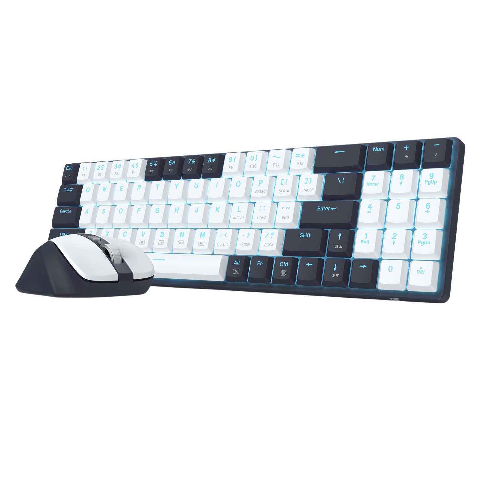 Redragon BS8773 Wireless Keyboard and Mouse Combo, 78 Keys 2.4Ghz Wireless Low-Profile Mechanical Red Switch Keyboard w/Slim Compact Design & Single Blue Backlit, Comfort Grip 2400 DPI Max Mouse