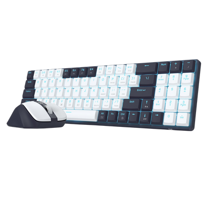 Redragon BS8773 Wireless Keyboard and Mouse Combo, 78 Keys 2.4Ghz Wireless Low-Profile Mechanical Red Switch Keyboard w/Slim Compact Design & Single Blue Backlit, Comfort Grip 2400 DPI Max Mouse