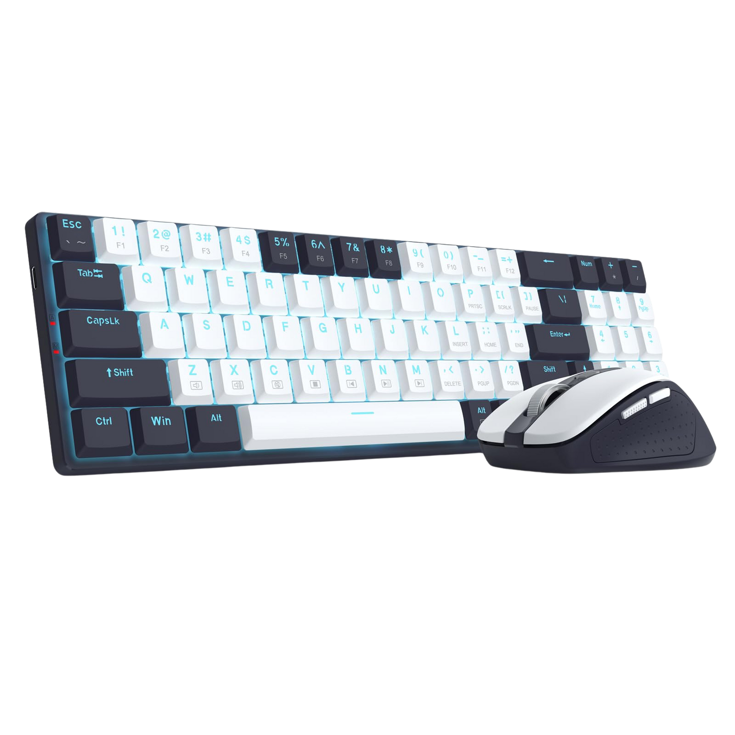 Redragon BS8773 Wireless Keyboard and Mouse Combo, 78 Keys 2.4Ghz Wireless Low-Profile Mechanical Red Switch Keyboard w/Slim Compact Design & Single Blue Backlit, Comfort Grip 2400 DPI Max Mouse