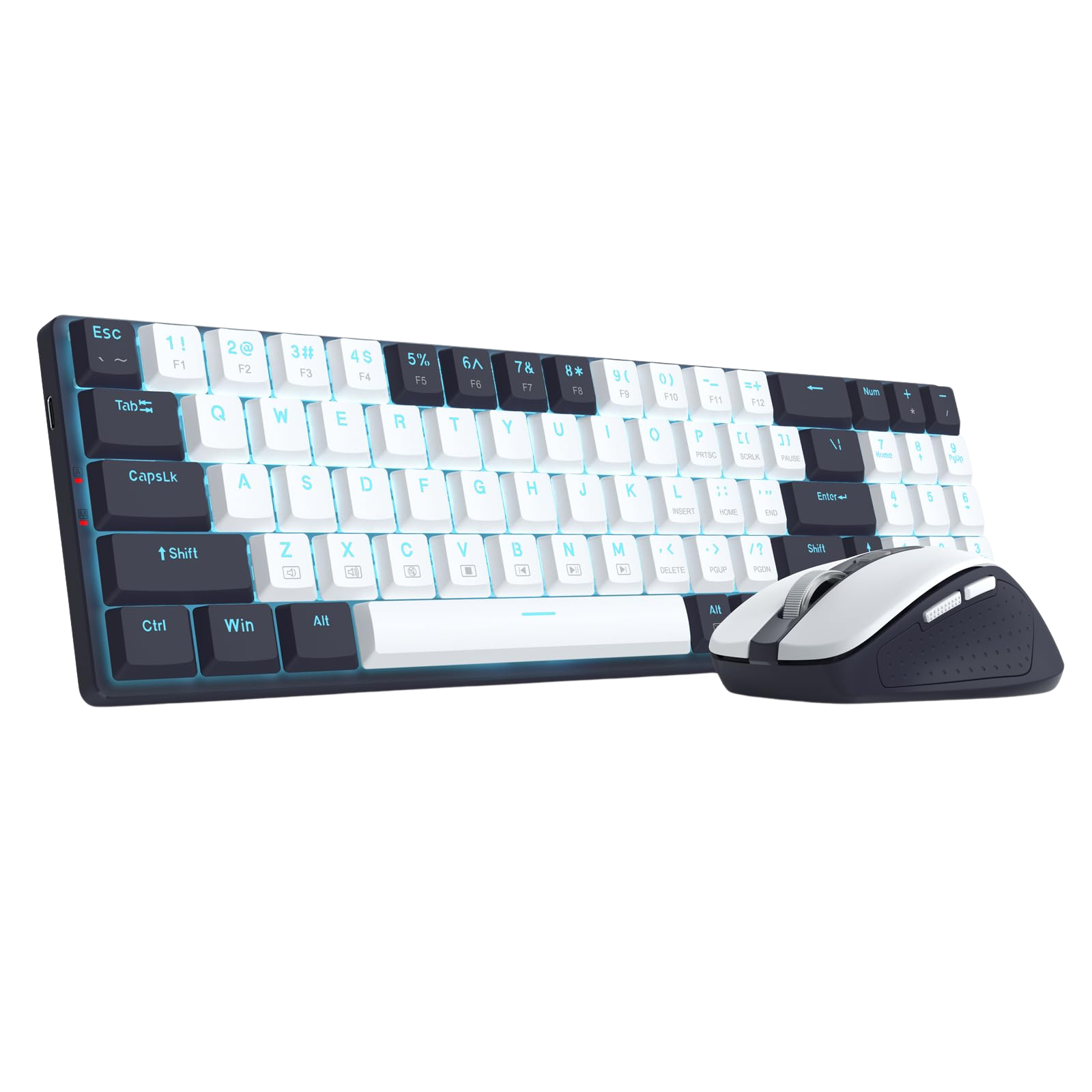 Redragon BS8773 Wireless Keyboard and Mouse Combo, 78 Keys 2.4Ghz Wireless Low-Profile Mechanical Red Switch Keyboard w/Slim Compact Design & Single Blue Backlit, Comfort Grip 2400 DPI Max Mouse