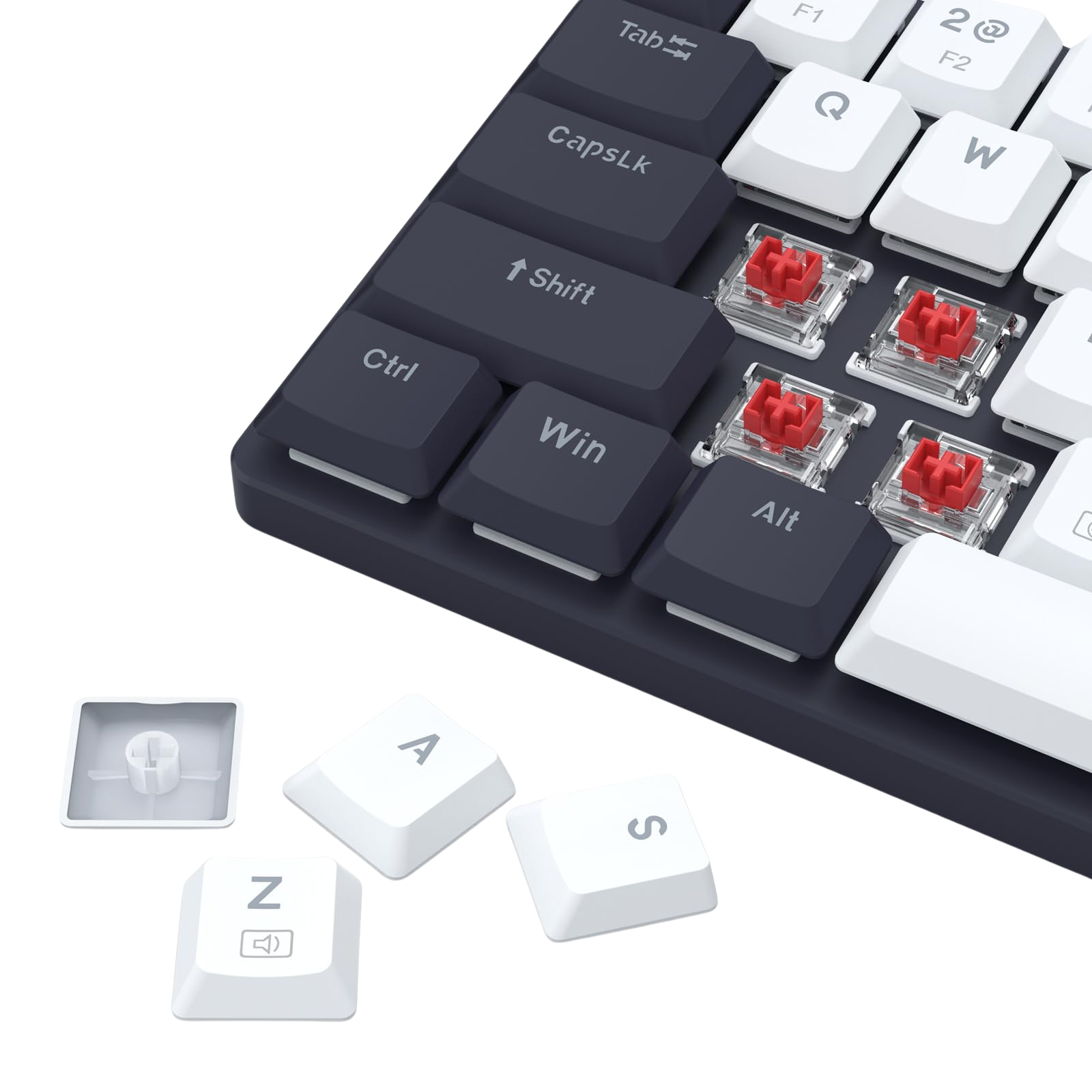Redragon BS8773 Wireless Keyboard and Mouse Combo, 78 Keys 2.4Ghz Wireless Low-Profile Mechanical Red Switch Keyboard w/Slim Compact Design & Single Blue Backlit, Comfort Grip 2400 DPI Max Mouse