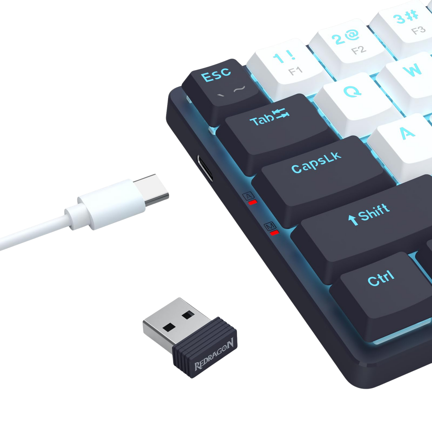 Redragon BS8773 Wireless Keyboard and Mouse Combo, 78 Keys 2.4Ghz Wireless Low-Profile Mechanical Red Switch Keyboard w/Slim Compact Design & Single Blue Backlit, Comfort Grip 2400 DPI Max Mouse