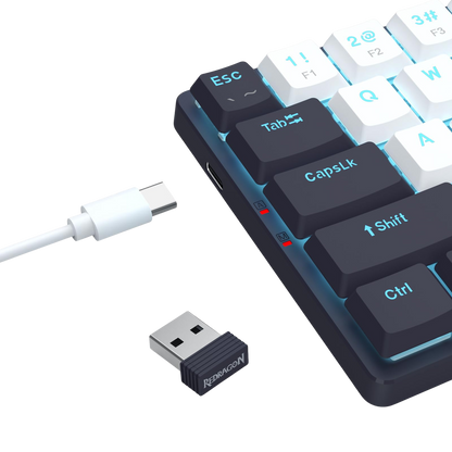 Redragon BS8773 Wireless Keyboard and Mouse Combo, 78 Keys 2.4Ghz Wireless Low-Profile Mechanical Red Switch Keyboard w/Slim Compact Design & Single Blue Backlit, Comfort Grip 2400 DPI Max Mouse