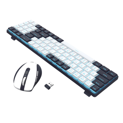 Redragon BS8773 Wireless Keyboard and Mouse Combo, 78 Keys 2.4Ghz Wireless Low-Profile Mechanical Red Switch Keyboard w/Slim Compact Design & Single Blue Backlit, Comfort Grip 2400 DPI Max Mouse