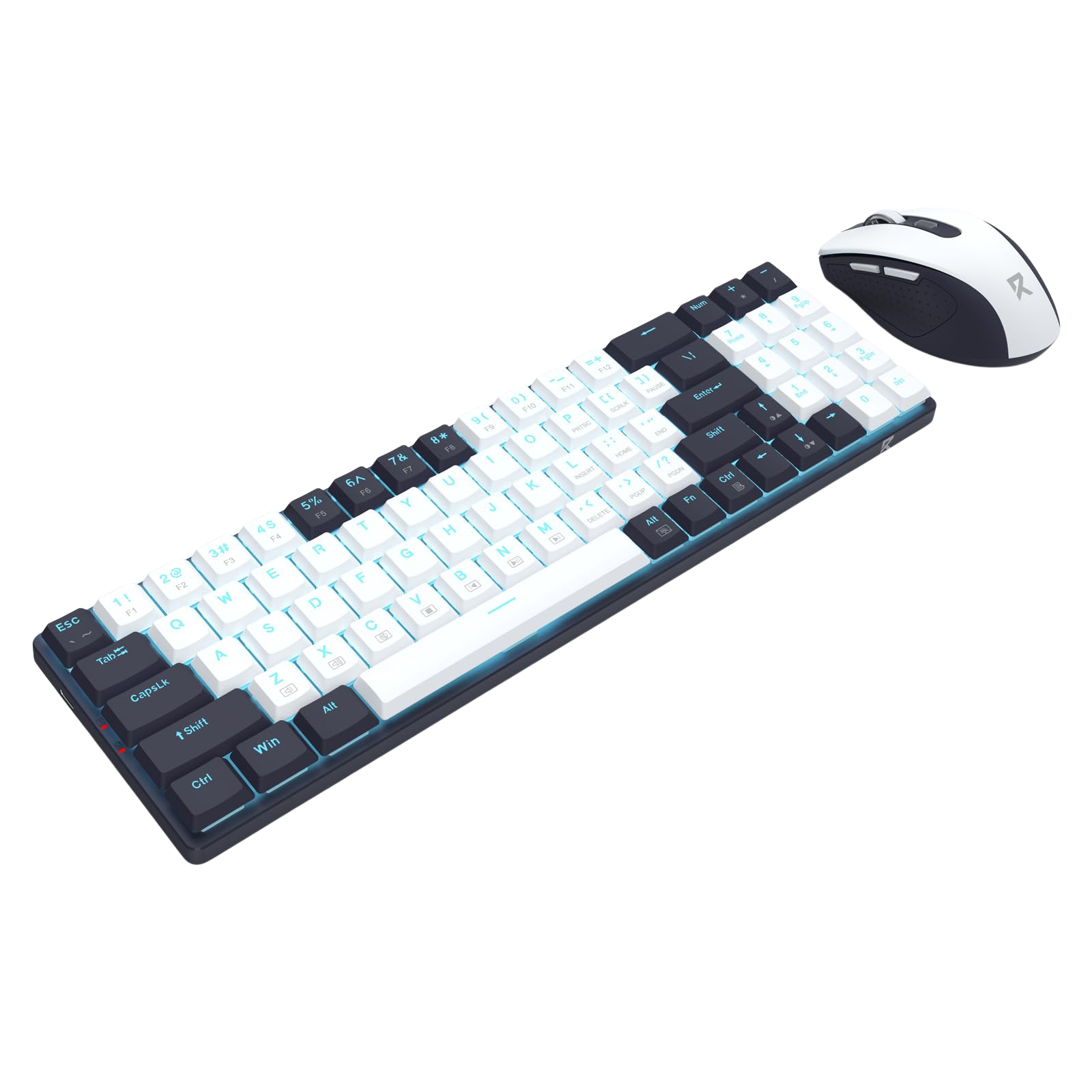 Redragon BS8773 Wireless Keyboard and Mouse Combo, 78 Keys 2.4Ghz Wireless Low-Profile Mechanical Red Switch Keyboard w/Slim Compact Design & Single Blue Backlit, Comfort Grip 2400 DPI Max Mouse