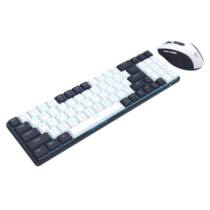 Redragon BS8773 Wireless Keyboard and Mouse Combo, 78 Keys 2.4Ghz Wireless Low-Profile Mechanical Red Switch Keyboard w/Slim Compact Design & Single Blue Backlit, Comfort Grip 2400 DPI Max Mouse
