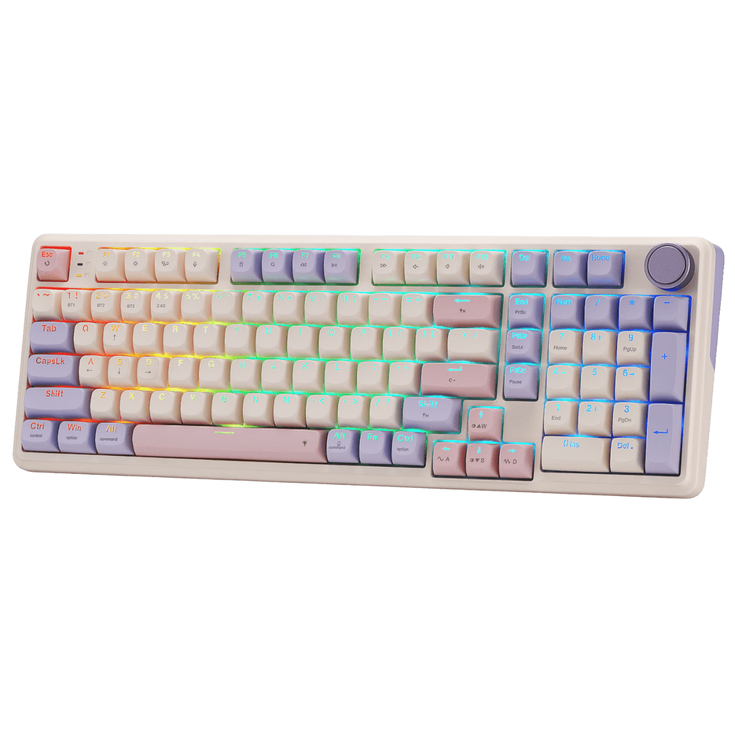 Redragon K768 PRO 100 Keys Wireless Gasket RGB Gaming Keyboard, Massive 8000 mAh PBT Mechanical Keyboard w/Hot-Swap Socket, Dedicated Knob Control & 5-Layer Noise Dampening, Custom Yolk Linear Switch | show