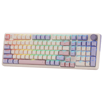 Redragon K768 PRO 100 Keys Wireless Gasket RGB Gaming Keyboard, Massive 8000 mAh PBT Mechanical Keyboard w/Hot-Swap Socket, Dedicated Knob Control & 5-Layer Noise Dampening, Custom Yolk Linear Switch | show