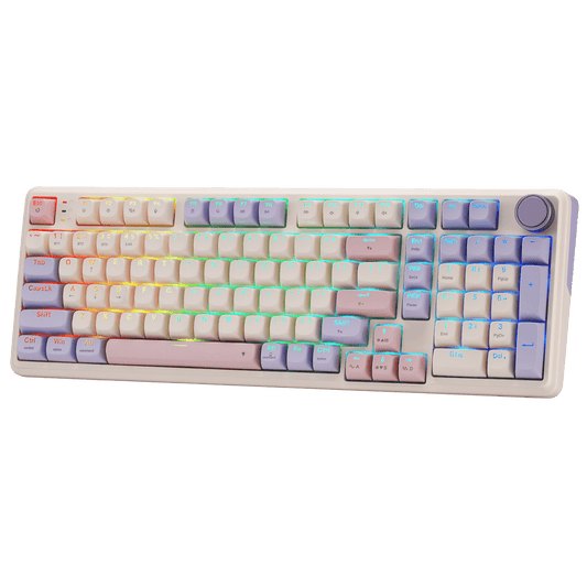 Redragon K768 PRO 100 Keys Wireless Gasket RGB Gaming Keyboard, Massive 8000 mAh PBT Mechanical Keyboard w/Hot-Swap Socket, Dedicated Knob Control & 5-Layer Noise Dampening, Custom Yolk Linear Switch | show