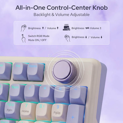 Redragon K768 PRO 100 Keys Wireless Gasket RGB Gaming Keyboard, Massive 8000 mAh PBT Mechanical Keyboard w/Hot-Swap Socket, Dedicated Knob Control & 5-Layer Noise Dampening, Custom Yolk Linear Switch