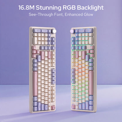 Redragon K768 PRO 100 Keys Wireless Gasket RGB Gaming Keyboard, Massive 8000 mAh PBT Mechanical Keyboard w/Hot-Swap Socket, Dedicated Knob Control & 5-Layer Noise Dampening, Custom Yolk Linear Switch