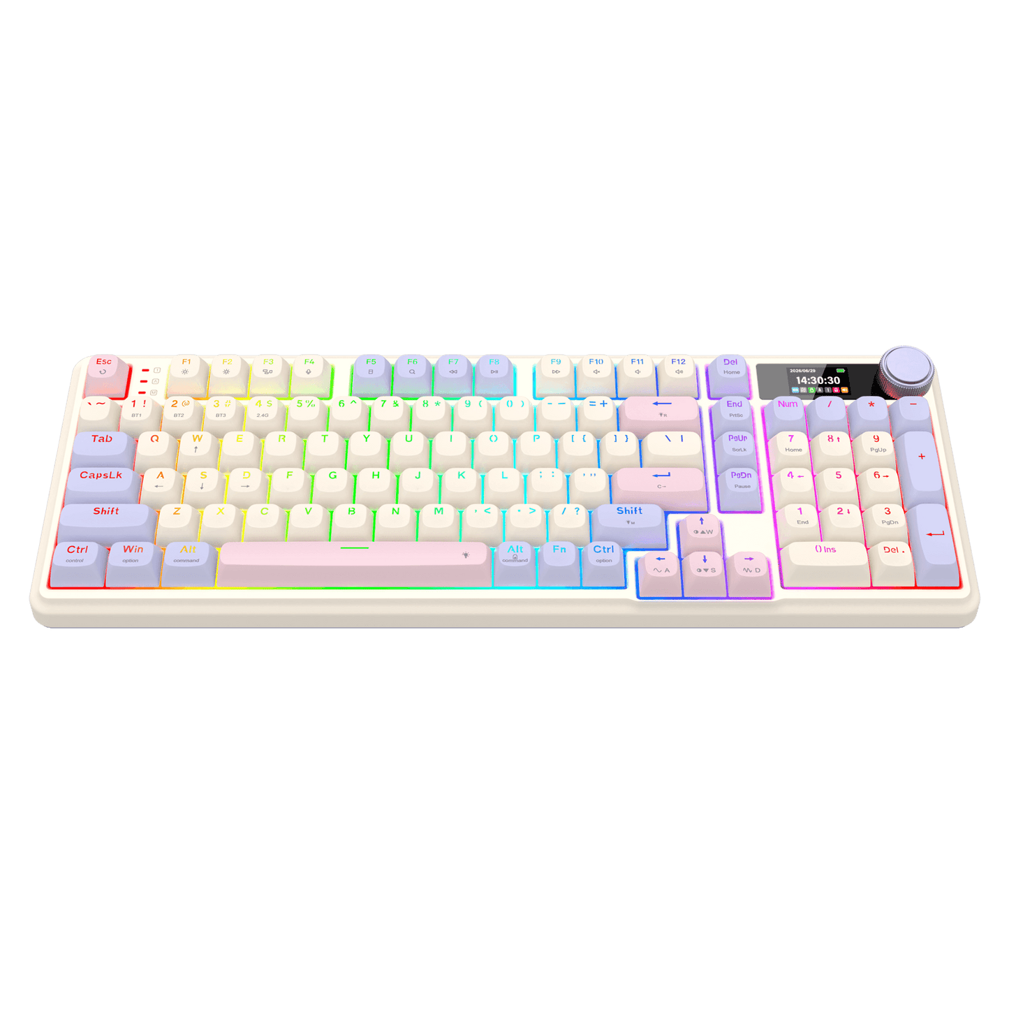 Redragon K768 PRO Wireless 100-Key Gasket Gaming Keyboard, 0-Delay Tri-Mode, Cushioned 5-Layer Noise Dampening for Creamy Thocky Sound, Practical 95% Size Violet 