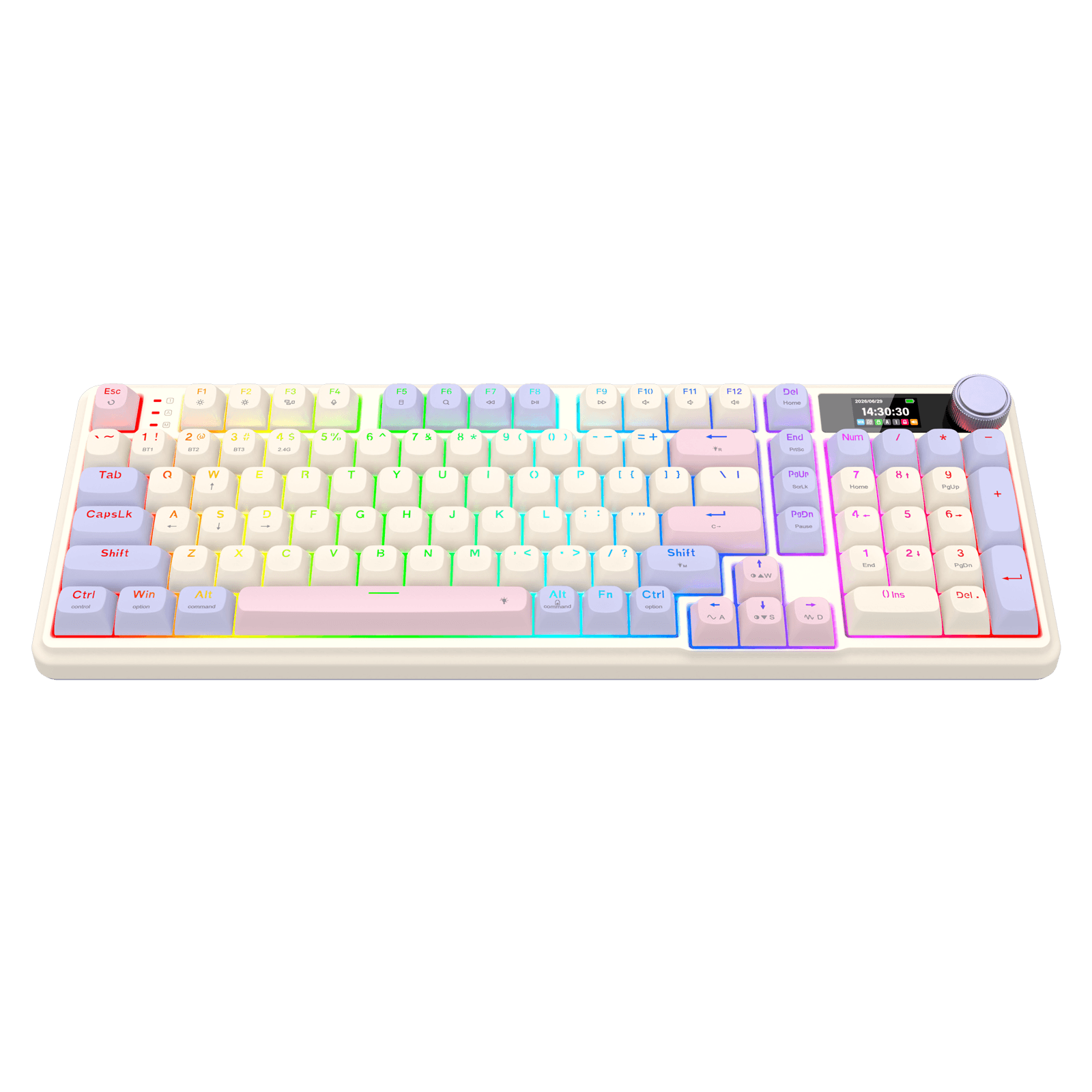 Redragon K768 PRO Wireless 100-Key Gasket Gaming Keyboard, 0-Delay Tri-Mode, Cushioned 5-Layer Noise Dampening for Creamy Thocky Sound, Practical 95% Size Violet 