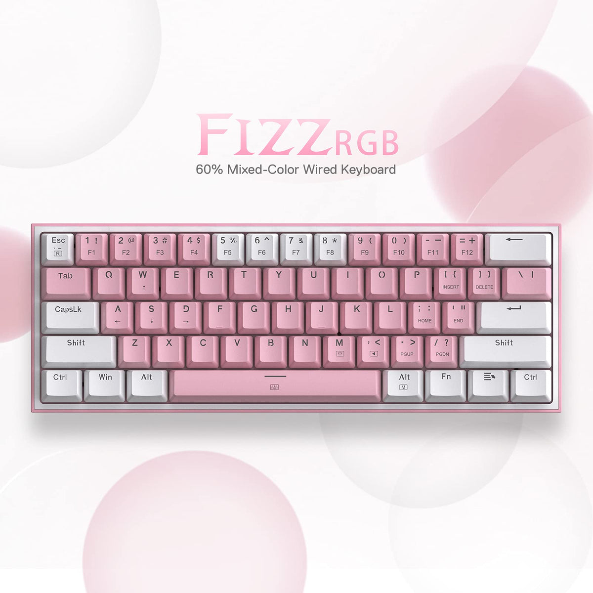 FIZZ K617 60 White & Pink Mechanical keyboard, image 3 of 12 - enlarged view