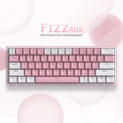 FIZZ K617 60 White & Pink Mechanical keyboard - thumbnail 3