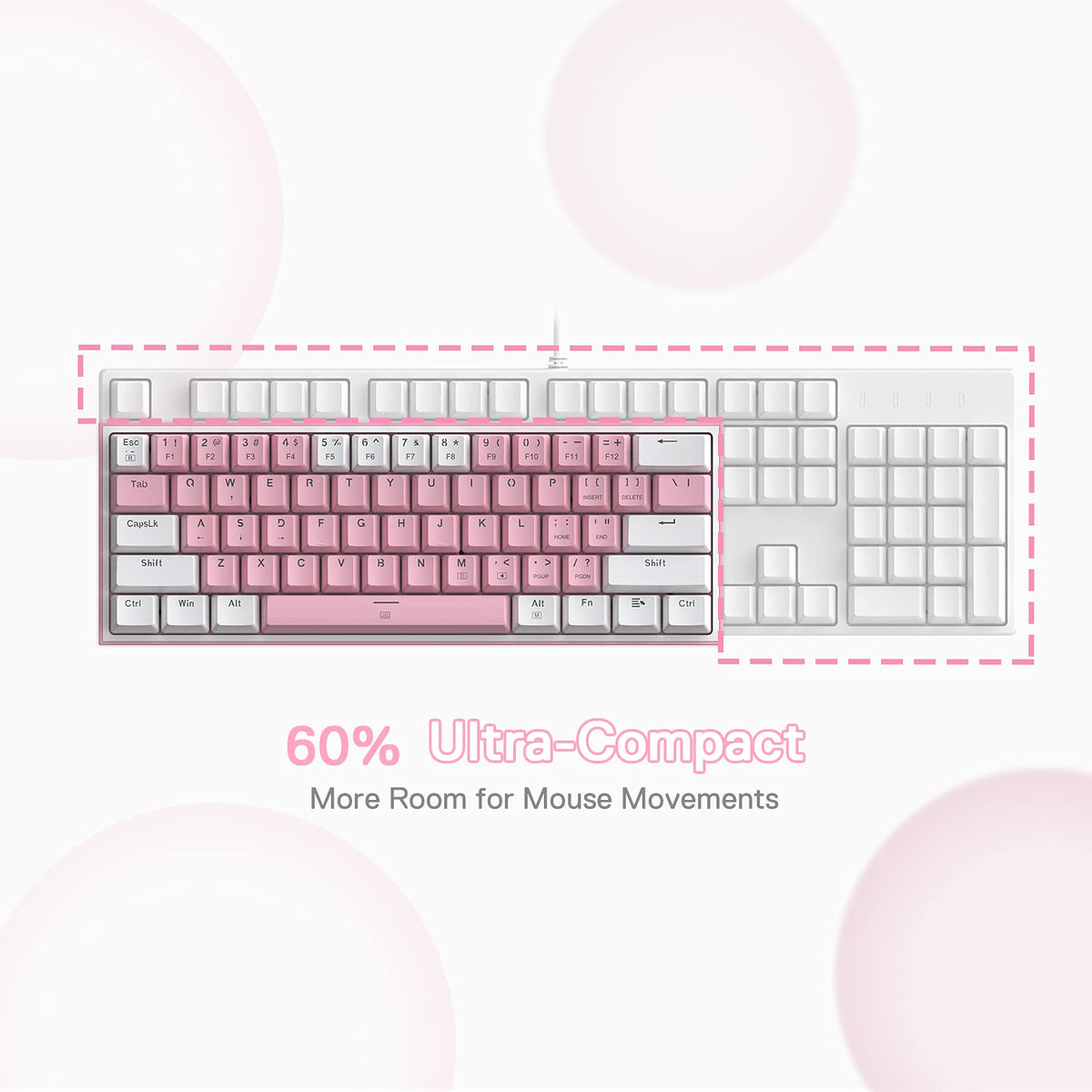 FIZZ K617 60 White & Pink Mechanical keyboard, image 5 of 12 - enlarged view