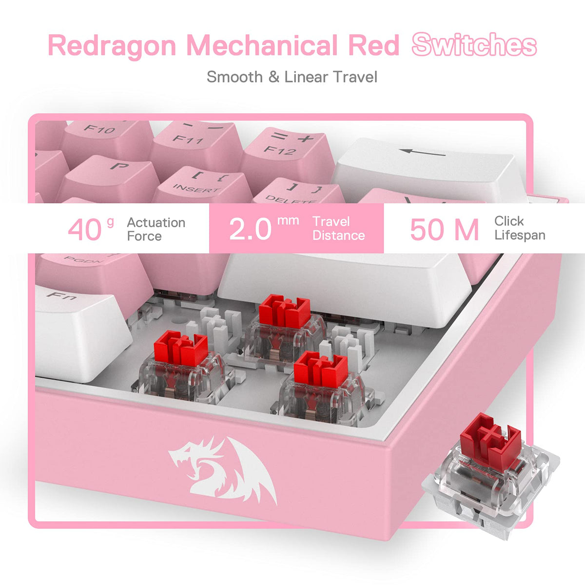 FIZZ K617 60 White & Pink Mechanical keyboard, image 8 of 12 - enlarged view