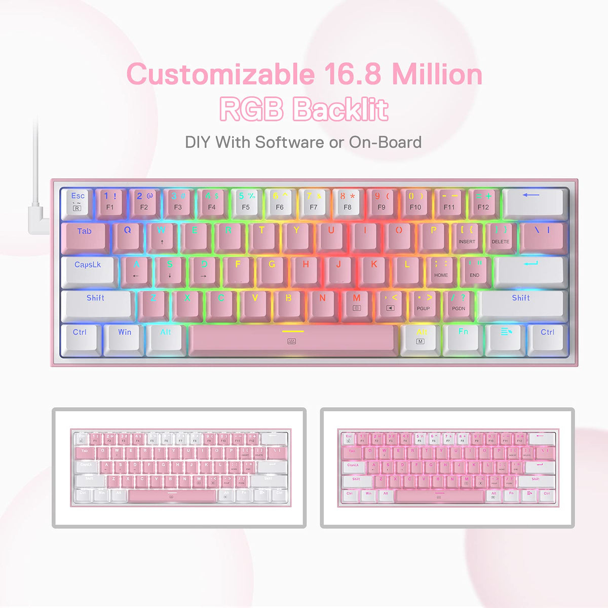 FIZZ K617 60 White & Pink Mechanical keyboard, image 7 of 12 - enlarged view