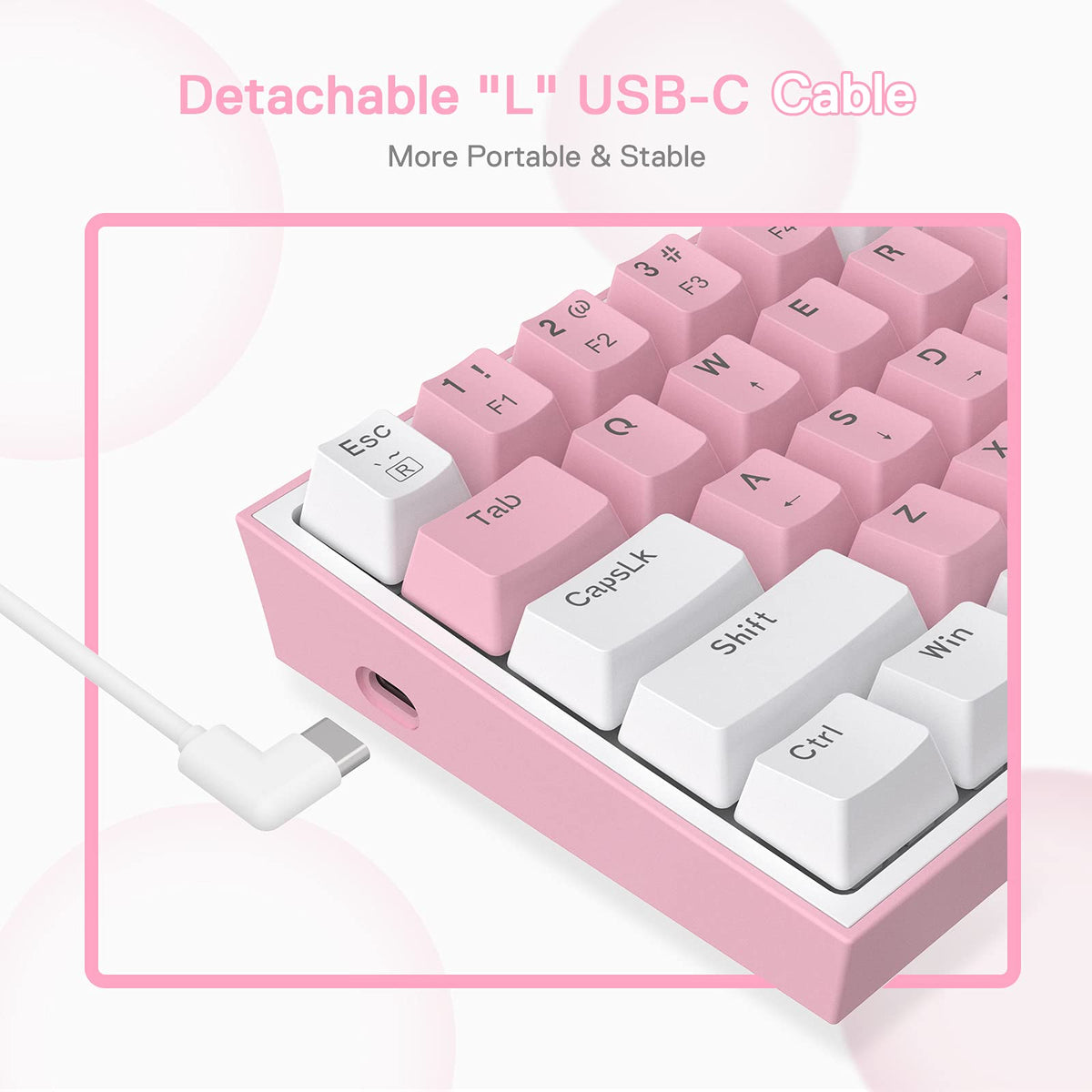 FIZZ K617 60 White & Pink Mechanical keyboard, image 6 of 12