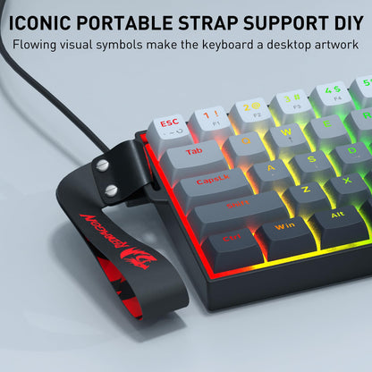 Redragon K617 HE Rapid Trigger Gaming Keyboard, 60% 61 Keys Wired Mechanical Keyboard w/Adjustable Hyper-Fast Actuation, Dedicated Hall Effect Magnetic Switch, PBT Gradient Keycap Strap Version