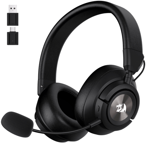 Redragon H889 Wireless Gaming Headset, 4 Connection Modes 2.4G/BT/3.5mm/USB, 53mm Drivers, Spatial Audio, 7.1 Surround Sound, Detachable Mic, Compatible with PC/PS5/PS4/NS/Xbox One/Phone | show