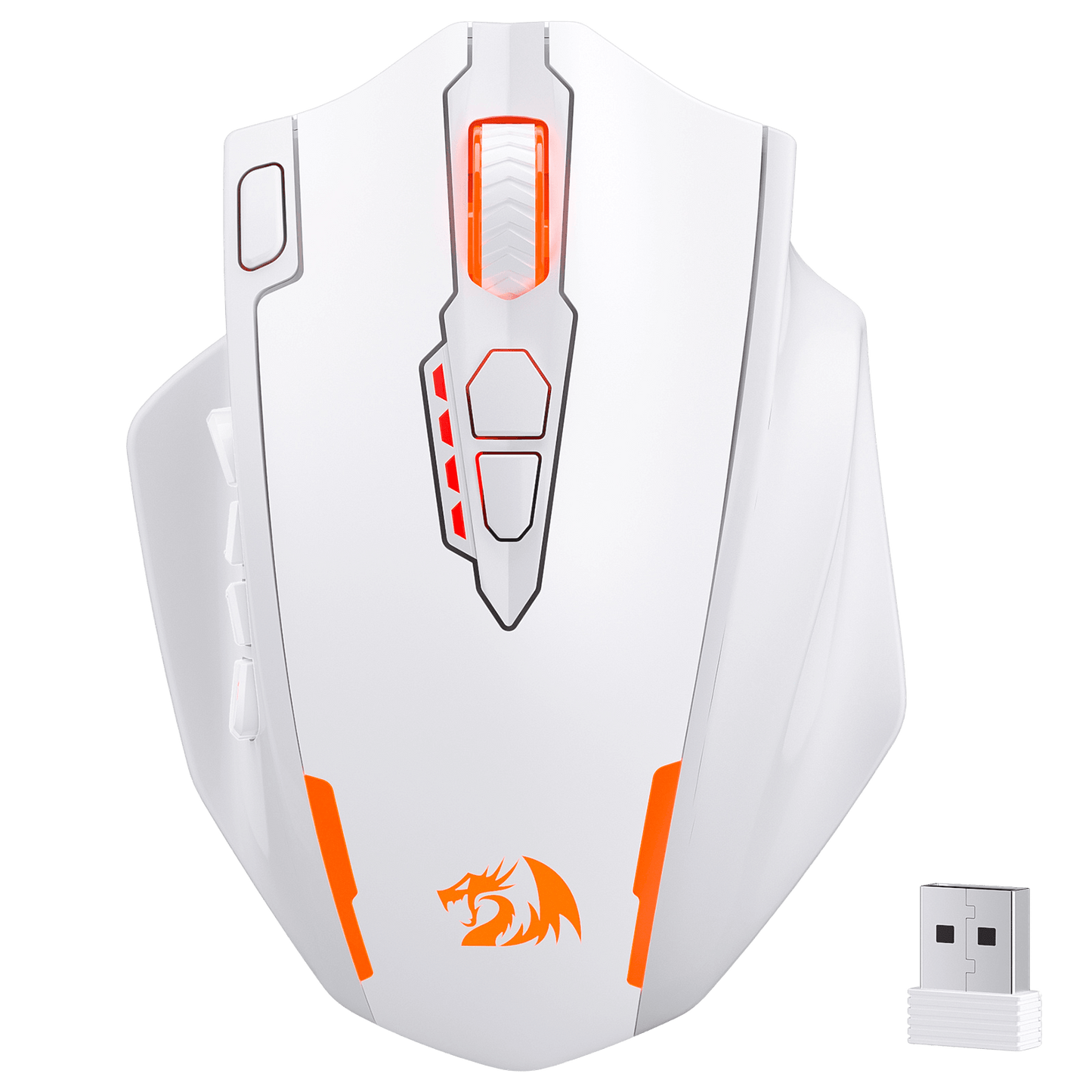 Redragon M913 MAX Wireless Gaming Mouse, 26000 DPI MMO Optical Mouse with 16 Programmable Buttons, BT & 2.4G Wireless, Software Supports DIY Keybinds, White | show