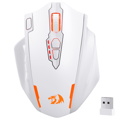 Redragon M913 MAX Wireless Gaming Mouse, 26000 DPI MMO Optical Mouse with 16 Programmable Buttons, BT & 2.4G Wireless, Software Supports DIY Keybinds, White | show