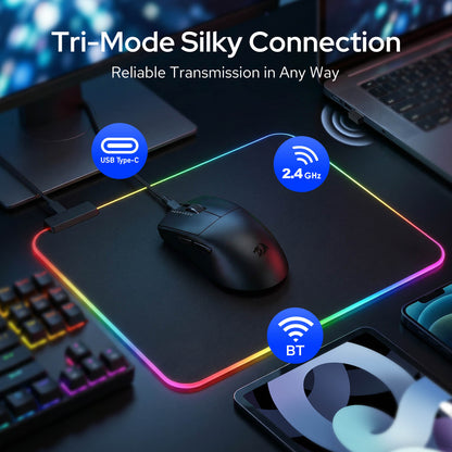 Redragon M999 Wireless Gaming Mouse, Tri-Mode Mouse with RGB Magnetic Charging Dock, 45000 DPI MAX Adjustable, 4 Programmable Buttons, Ergonomic Design for PC Laptop Mac