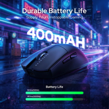 Redragon M999 Wireless Gaming Mouse, Tri-Mode Mouse with RGB Magnetic Charging Dock, 45000 DPI MAX Adjustable, 4 Programmable Buttons, Ergonomic Design for PC Laptop Mac