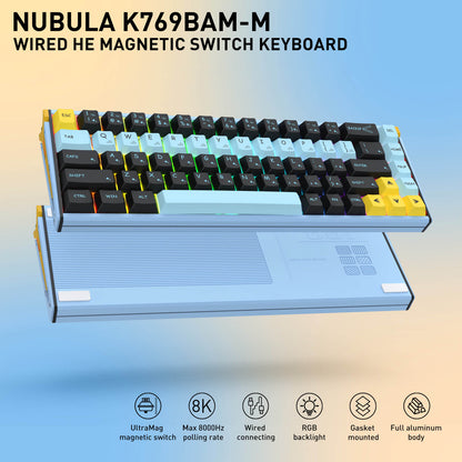 Redragon K769 Wired RGB Aluminum Hall-Effect Rapid Trigger Gaming Keyboard, 4-Layer Noise Dampening, Aluminum Board, Mixed PBT Keycaps, Rapid Trigger, UltraMag Magnetic Switch 