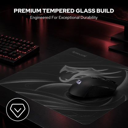 Redragon PG1M Glass Mouse Pad -'PREMIUM TEMPERED GLASS BUILD' 