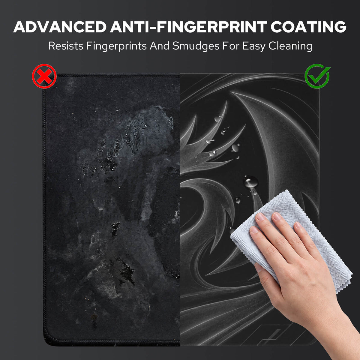 Redragon PG1M Glass Mouse Pad - Easy to Clean, Hard Mousepad for Gaming - 11.8 x 11.8 x 0.15 inches, Black