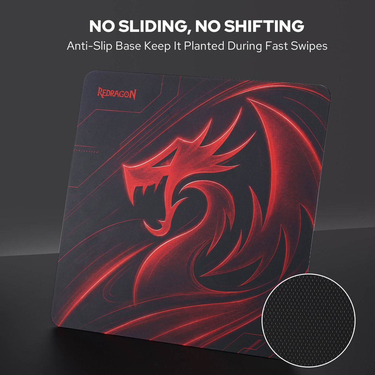 Redragon PG1M Glass Mouse Pad -  Non-Slip Base,Red