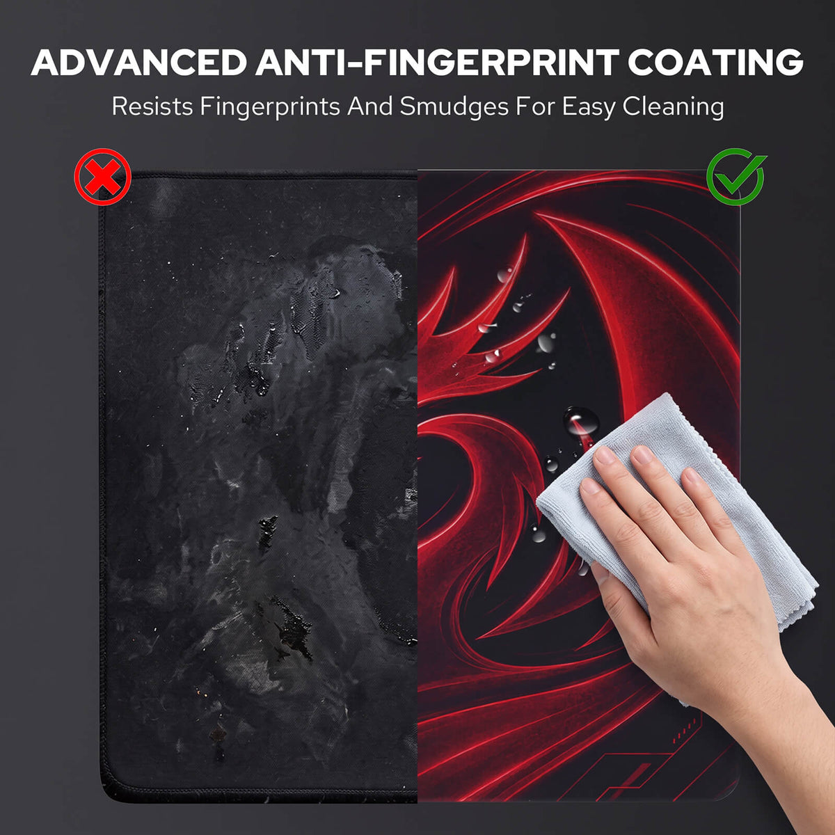 Redragon PG1M Glass Mouse Pad - Easy to Clean, Hard Mousepad for Gaming - 11.8 x 11.8 x 0.15 inches, Black