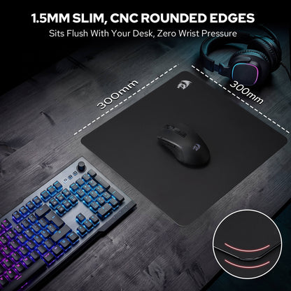 Redragon PG1M Glass Mouse Pad - 11.8 x 11.8 x 0.15 inches, Black