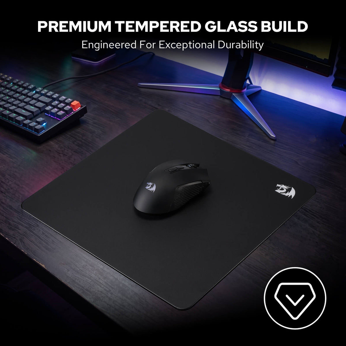 Redragon PG1M Glass Mouse Pad -'PREMIUM TEMPERED GLASS BUILD' 